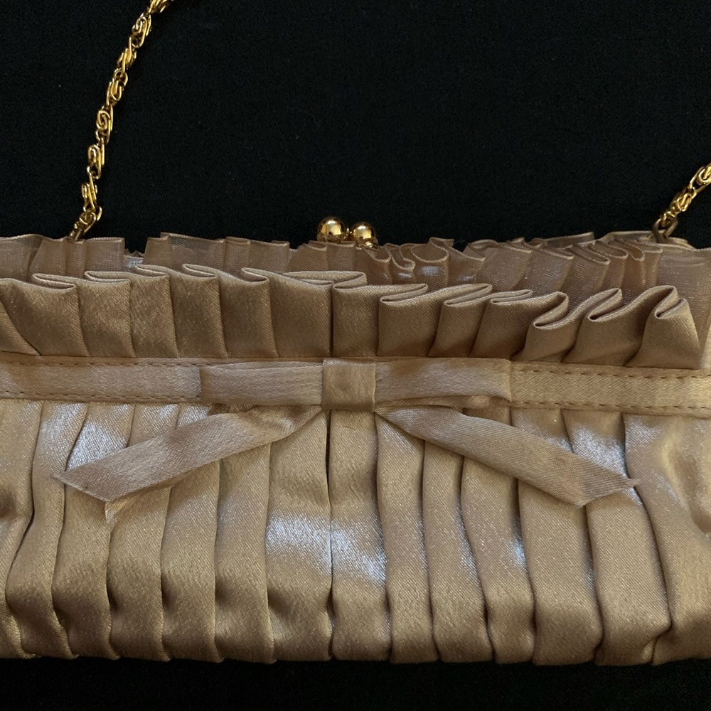 Beige (Champagne) Silk Evening Purse - Picture 2 of 5